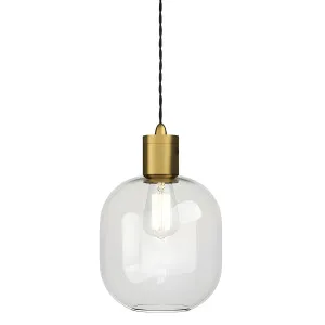 Lighting Republic Parlour Curve Glass Pendant with Aged Brass Suspension Clear by Lighting Republic, a Pendant Lighting for sale on Style Sourcebook