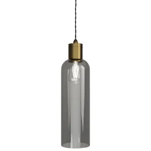 Lighting Republic Parlour Elong Glass Pendant with Aged Brass Suspension Smoke by Lighting Republic, a Pendant Lighting for sale on Style Sourcebook