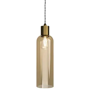 Lighting Republic Parlour Elong Glass Pendant with Aged Brass Suspension Amber by Lighting Republic, a Pendant Lighting for sale on Style Sourcebook