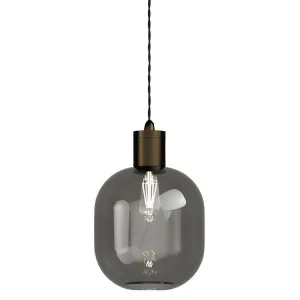 Lighting Republic Parlour Curve Glass Pendant with Textured Iron Suspension Smoke by Lighting Republic, a Pendant Lighting for sale on Style Sourcebook