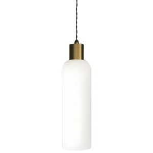 Lighting Republic Parlour Elong Glass Pendant with Aged Brass Suspension Opal by Lighting Republic, a Pendant Lighting for sale on Style Sourcebook