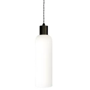 Lighting Republic Parlour Elong Glass Pendant with Textured Iron Suspension Opal by Lighting Republic, a Pendant Lighting for sale on Style Sourcebook