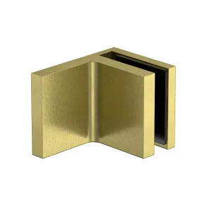 Stealth Wall to Glass 90 Degree Clamp with Leg and Cover Plate - Brushed Brass by Estelle, a Bathroom Fixtures for sale on Style Sourcebook