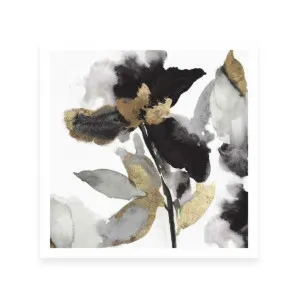 Black Petals Gold Leaves II by ARTHOUSEco Luxe, a Prints for sale on Style Sourcebook