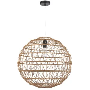 Telbix Ivalo Large Woven Fabric Pendant with Adjustable Shade Natural by Telbix, a Pendant Lighting for sale on Style Sourcebook