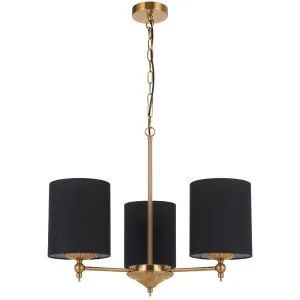 Telbix? Argos Contemporary 3 Light Pendant with Antique Gold Detailing Black by Telbix, a Pendant Lighting for sale on Style Sourcebook