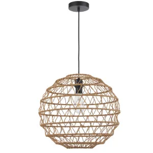 Telbix Ivalo Medium Woven Fabric Pendant with Adjustable Shade Natural by Telbix, a Pendant Lighting for sale on Style Sourcebook