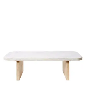Jemila Coffee Table White Marble and Natural Wood 140cm by James Lane, a Coffee Table for sale on Style Sourcebook