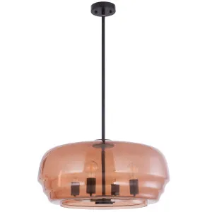 CLA Cuad Pendant with Wide Flat Top Tiered Glass Shade - Amber by Compact Lamps Australia, a Lighting for sale on Style Sourcebook