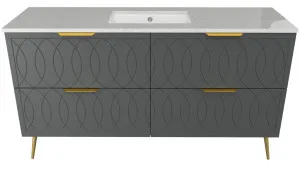 Sutherland House Vanity 1500mm Centre WG Basin SilkSurface UC Top On Legs by Timberline, a Vanities for sale on Style Sourcebook