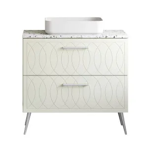 Sutherland House Vanity 900mm Centre WG Basin SilkSurface AC Top On Legs by Timberline, a Vanities for sale on Style Sourcebook