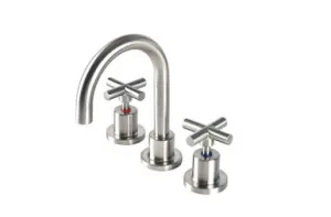 Alpha Cross Handle Basin Set C/D Lf | Made From Brass In Brushed Nickel By Raymor by Raymor, a Bathroom Taps & Mixers for sale on Style Sourcebook