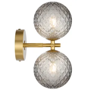 Telbix Antique Gold Felton 2 Light Wall Light - Smoke Tear by Telbix, a Lighting for sale on Style Sourcebook