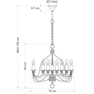 MDA Lighting Candice 8 Light Classic Candelabra Chandelier with Elegant Curved Arms - White by MDA Lighting, a Lighting for sale on Style Sourcebook