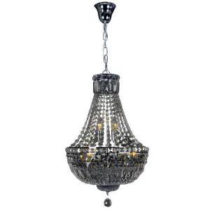 Classique Crystal Basket Chandelier with Luxe Glass Accents in Chrome - Medium by Lighting Inspirations, a Lighting for sale on Style Sourcebook