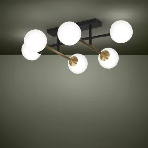 Eglo Paz 6 Light Ceiling Light Black and Brass by Eglo, a Lighting for sale on Style Sourcebook