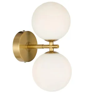 Telbix Antique Gold Felton 2 Light Wall Light Opal Matt by Telbix, a Lighting for sale on Style Sourcebook