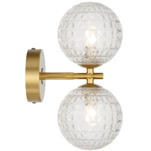 Telbix Antique Gold Felton 2 Light Wall Light Clear Prism by Telbix, a Lighting for sale on Style Sourcebook