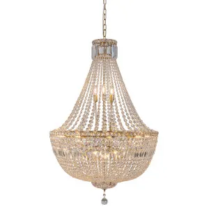 Classique Crystal Basket Chandelier with Luxe Glass Accents in Satin Brass Large by Lighting Inspirations, a Lighting for sale on Style Sourcebook