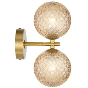 Telbix Antique Gold Felton 2 Light Wall Light Amber Tear by Telbix, a Lighting for sale on Style Sourcebook