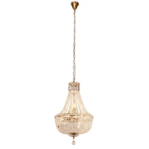 Classique Crystal Basket Chandelier with Luxe Glass Accents in Satin Brass Small by Lighting Inspirations, a Lighting for sale on Style Sourcebook