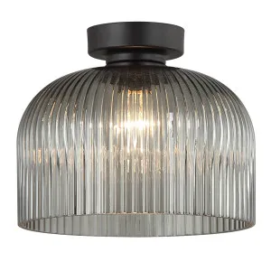 CLA Diyvintaj Ribbed Glass Dome Batten Fix Ceiling Light Smokey Black by Compact Lamps Australia, a Lighting for sale on Style Sourcebook