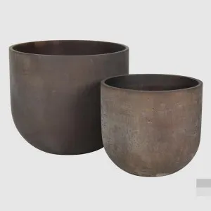 Oyster Lava Planter Small Set of 2 Brown by Florabelle Living, a Vases & Jars for sale on Style Sourcebook