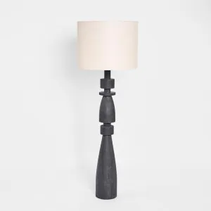 Magnus Wood Floor Lamp Black Base with Natural Shade by Florabelle Living, a Lighting for sale on Style Sourcebook