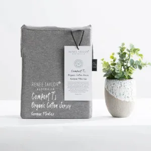 Renee Taylor Comfort T?s Organic Cotton Melange Jersey Charcoal European Pillowcase by null, a Cushions, Decorative Pillows for sale on Style Sourcebook