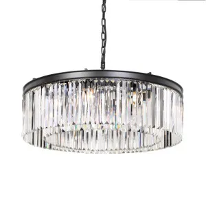 Telbix Serene Round Antique Black & Crystal Chandelier (E14) 8 Light by Telbix, a Lighting for sale on Style Sourcebook