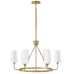 Hinkley Lewis Classic 6 Light Chandelier with Natural Paper Shades Heritage Brass by Hinkley, a Lighting for sale on Style Sourcebook