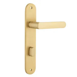 Osaka Lever - Oval - Brushed Brass - Privacy by Iver, a Door Hardware for sale on Style Sourcebook