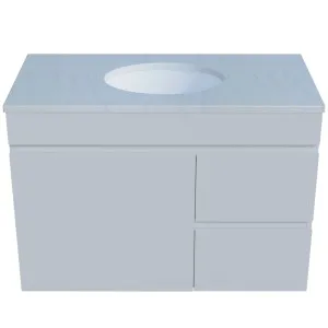 Bargo Vanity 900mm Centre WG Basin SilkSurface UC Top Wall hung, White Satin by Timberline, a Vanities for sale on Style Sourcebook