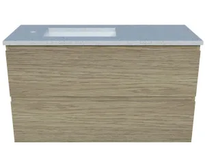 Billie Vanity 900mm Left WG Basin SilkSurface UC Top Wall hung, Boston Oak by Timberline, a Vanities for sale on Style Sourcebook