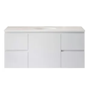 Carlo Vanity 1200mm Centre WG Basin SilkSurface UC Top Wall hung, White Satin by Timberline, a Vanities for sale on Style Sourcebook