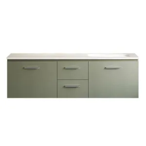 Dakota Vanity 1500mm Right WG Basin SilkSurface UC Top Wall hung, Olive Satin by Timberline, a Vanities for sale on Style Sourcebook