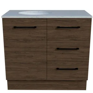 Dakota Vanity 900mm Left WG Basin SilkSurface UC Top Floor standing, Florentine Walnut by Timberline, a Vanities for sale on Style Sourcebook