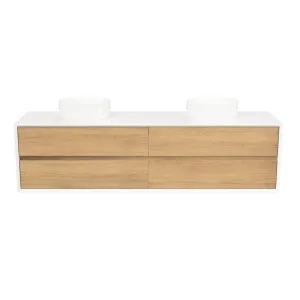 Embrace Vanity 1800mm Double Bowl SilkSurface Surround WG AC Top Wall hung, Elegant Oak by Timberline, a Vanities for sale on Style Sourcebook