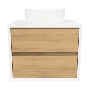 Embrace Vanity 600mm Centre Bowl SilkSurface Surround WG AC Top Wall hung, Elegant Oak by Timberline, a Vanities for sale on Style Sourcebook