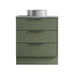 Emmett Vanity 750mm Centre Basin SilkSurface AC Top Floorstanding, Upgraded, Olive Satin by Timberline, a Vanities for sale on Style Sourcebook