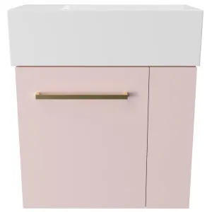 Frankie Vanity 480mm Left Bowl Liberty Top Wall hung, Pastel Pink Satin by Timberline, a Vanities for sale on Style Sourcebook