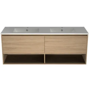 Kansas Vanity 1500mm Double Bowl Alpha Top Wall hung, Elegant Oak by Timberline, a Vanities for sale on Style Sourcebook