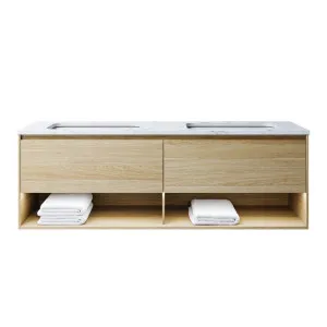 Kansas Vanity 1500mm Double WG Basins SilkSurface UC Top Wall hung, Upgraded, Classic Oak by Timberline, a Vanities for sale on Style Sourcebook