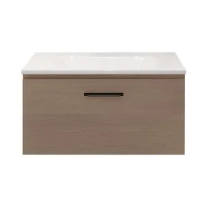 Kingsley Vanity 750mm Centre Bowl Stadium Top Wall hung, Boston Oak by Timberline, a Vanities for sale on Style Sourcebook