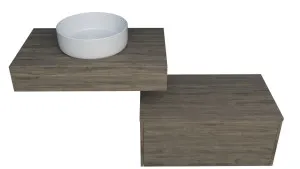 Milan Cabinet + Floating Top 750mm Centre Bowl 140mm Laminate Top Wall hung, Antico Oak by Timberline, a Vanities for sale on Style Sourcebook