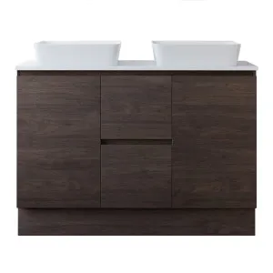 Nevada Vanity 1200mm Double WG Basins SilkSurface AC Top Floor standing, Perugian Walnut by Timberline, a Vanities for sale on Style Sourcebook