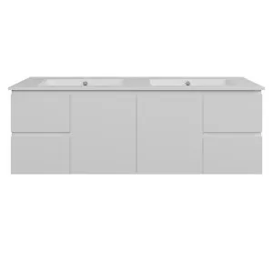 Nevada Vanity 1500mm Double Bowl Alpha Top Wall hung, White Satin by Timberline, a Vanities for sale on Style Sourcebook