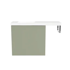 Oscar Vanity 800mm/550mm Left Bowl Nano Top with rail Wall Hung, Olive Satin by Timberline, a Vanities for sale on Style Sourcebook