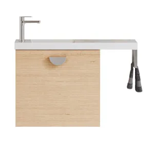 Oscar Vanity 800mm/550mm Left Bowl Nano Top with rail Wall Hung, Victorian Ash by Timberline, a Vanities for sale on Style Sourcebook