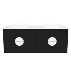 Oxbow Vanity 1500mm Double WG Basins SilkSurface AC Top Wall hung, Black Satin by Timberline, a Vanities for sale on Style Sourcebook